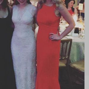 Red Long Dress with Open Back Detail